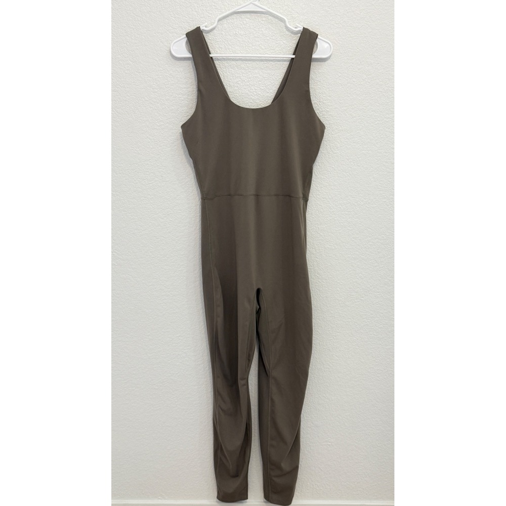 All In Motion Womens Activewear Jumpsuit Olive Keyhole Back Size L